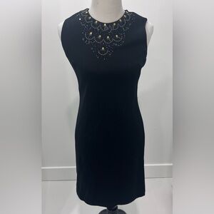 McLaughlin navy sleeveless Dress -Beaded Embellishment - NWT